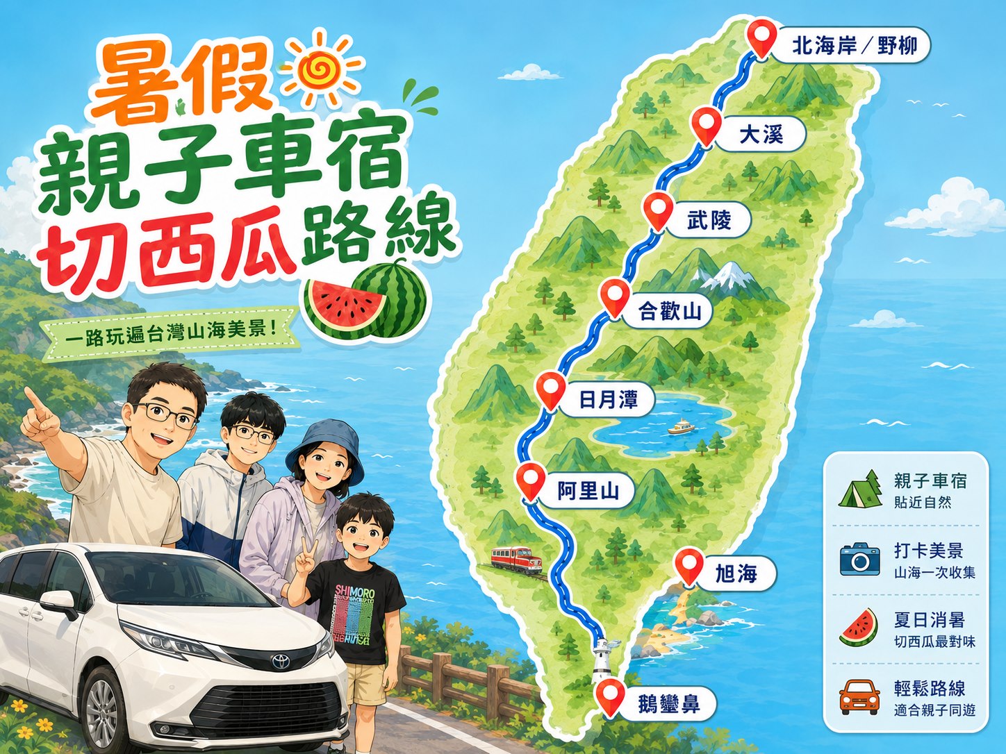 暑假親子車宿切西瓜路線地圖