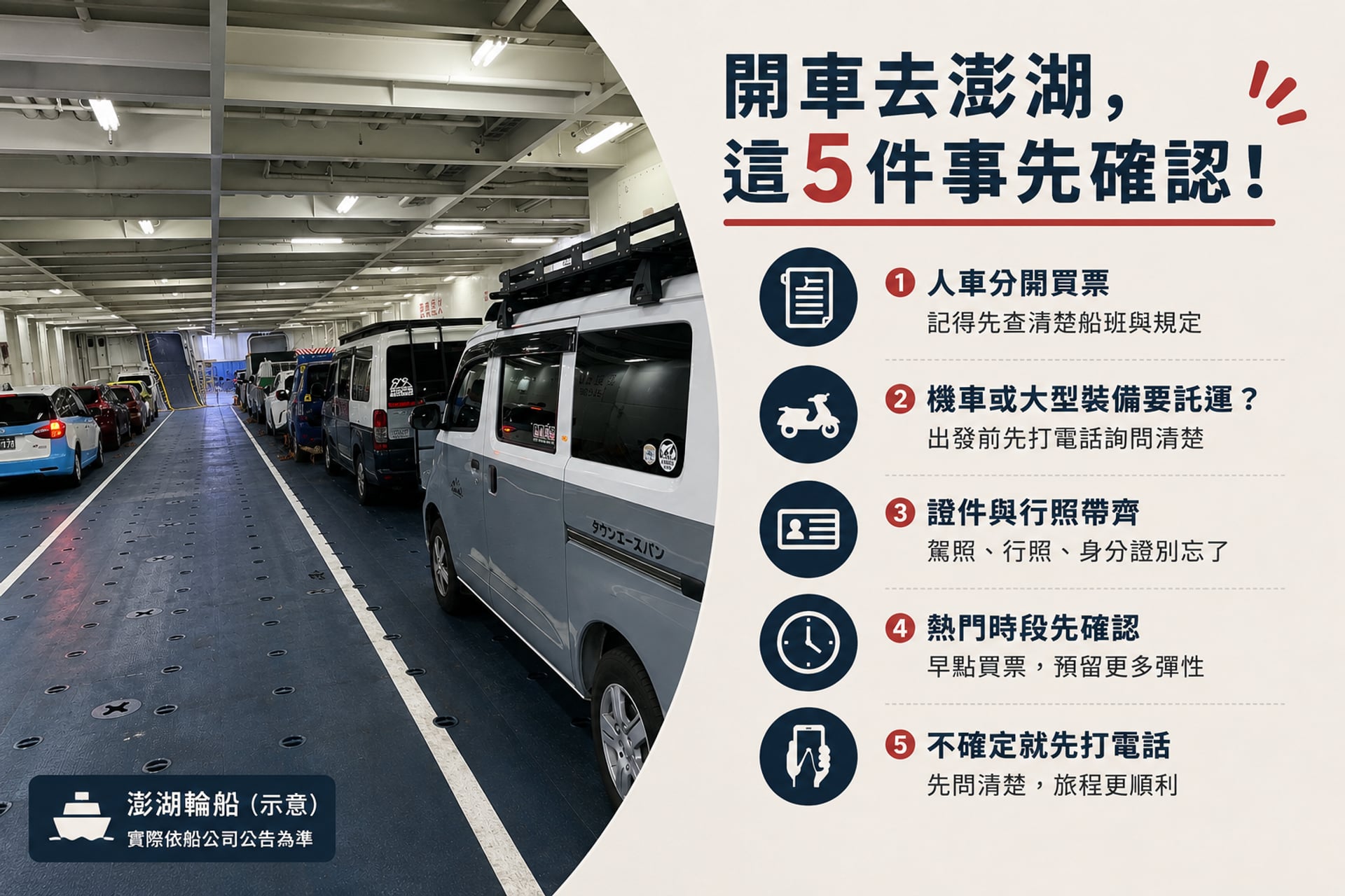 開車前往澎湖前要確認的五件事資訊圖