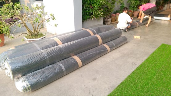 展間內高級車款與綠意草皮地毯相得益彰