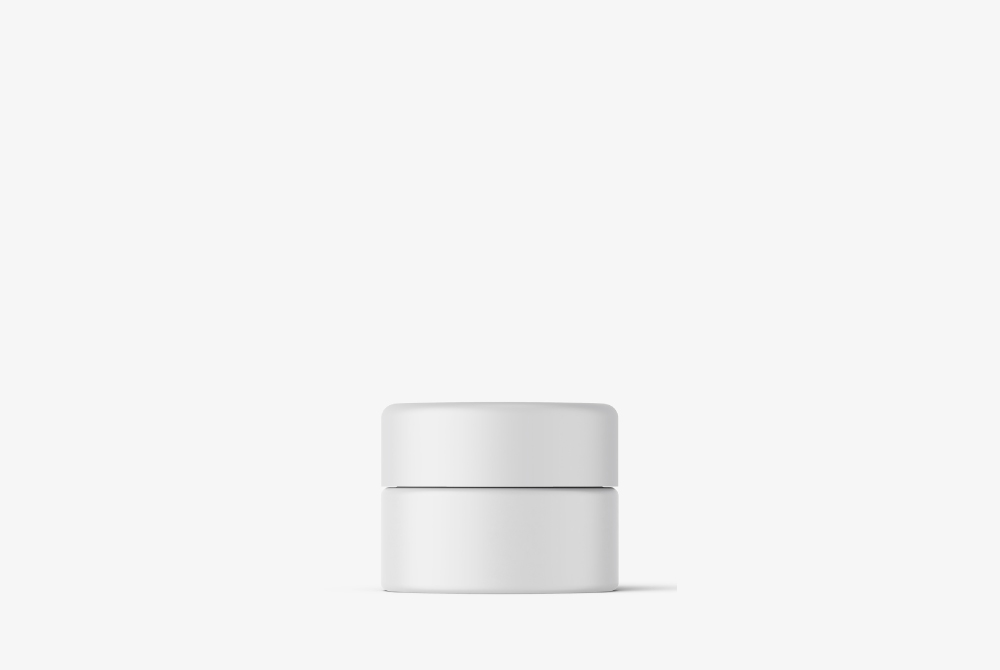 Cleansing & Makeup Remover Jar Mockup Compact white jar design, perfect for cleansing balms, facial cleansers, or makeup removers in private label skincare lines.