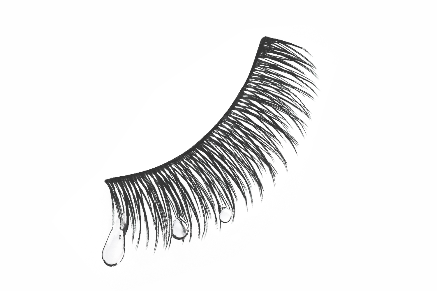 llustration of eyelash strip with water droplets representing humidity resistance