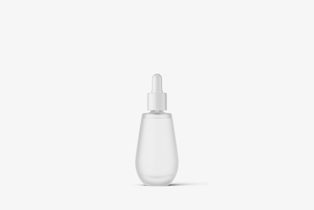 Serum Dropper Bottle Mockup Clear dropper bottle packaging, designed for serums, ampoules, or essence formulas with high concentration efficacy.