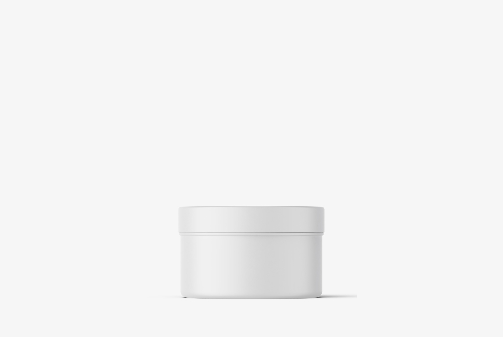 Cleansing & Makeup Remover Jar Mockup Compact white jar design, perfect for cleansing balms, facial cleansers, or makeup removers in private label skincare lines.