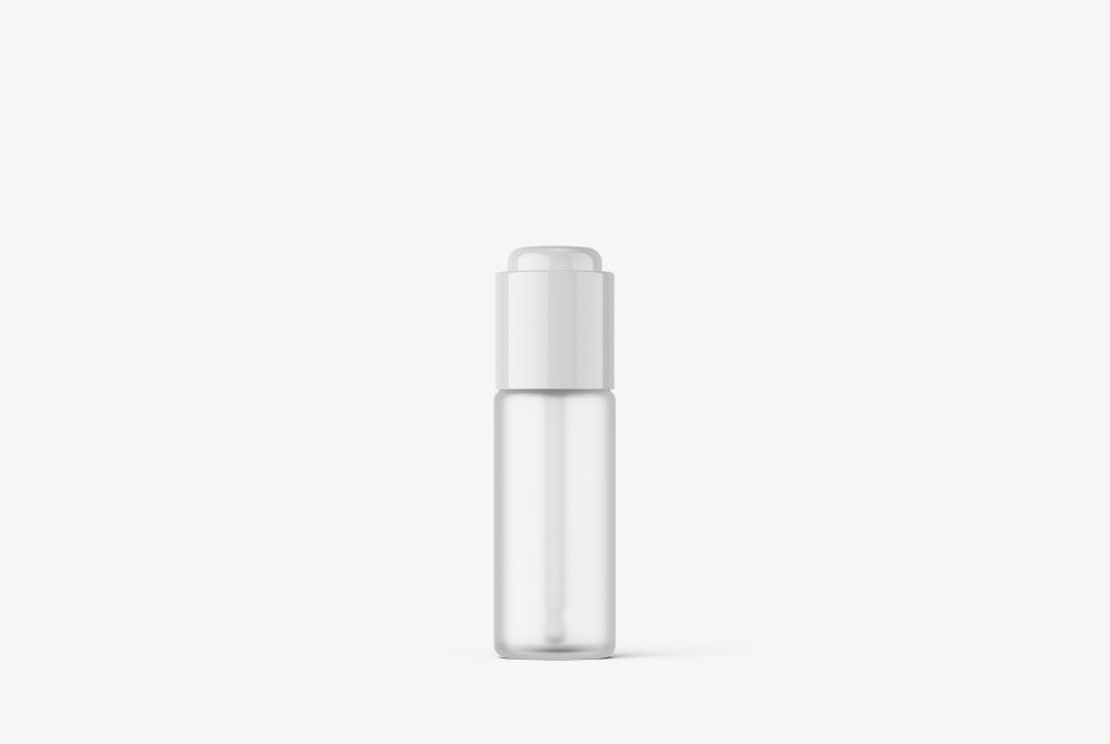 Serum Dropper Bottle Mockup Clear dropper bottle packaging, designed for serums, ampoules, or essence formulas with high concentration efficacy.