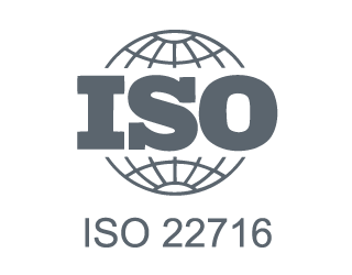 ISO 22716 certification representing cosmetic good manufacturing practice standards