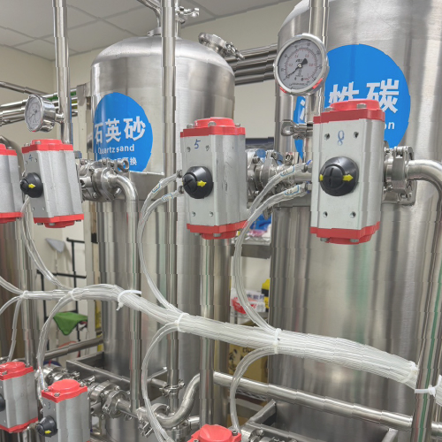 Multi-stage filtration units arranged for systematic water treatment and flow regulation