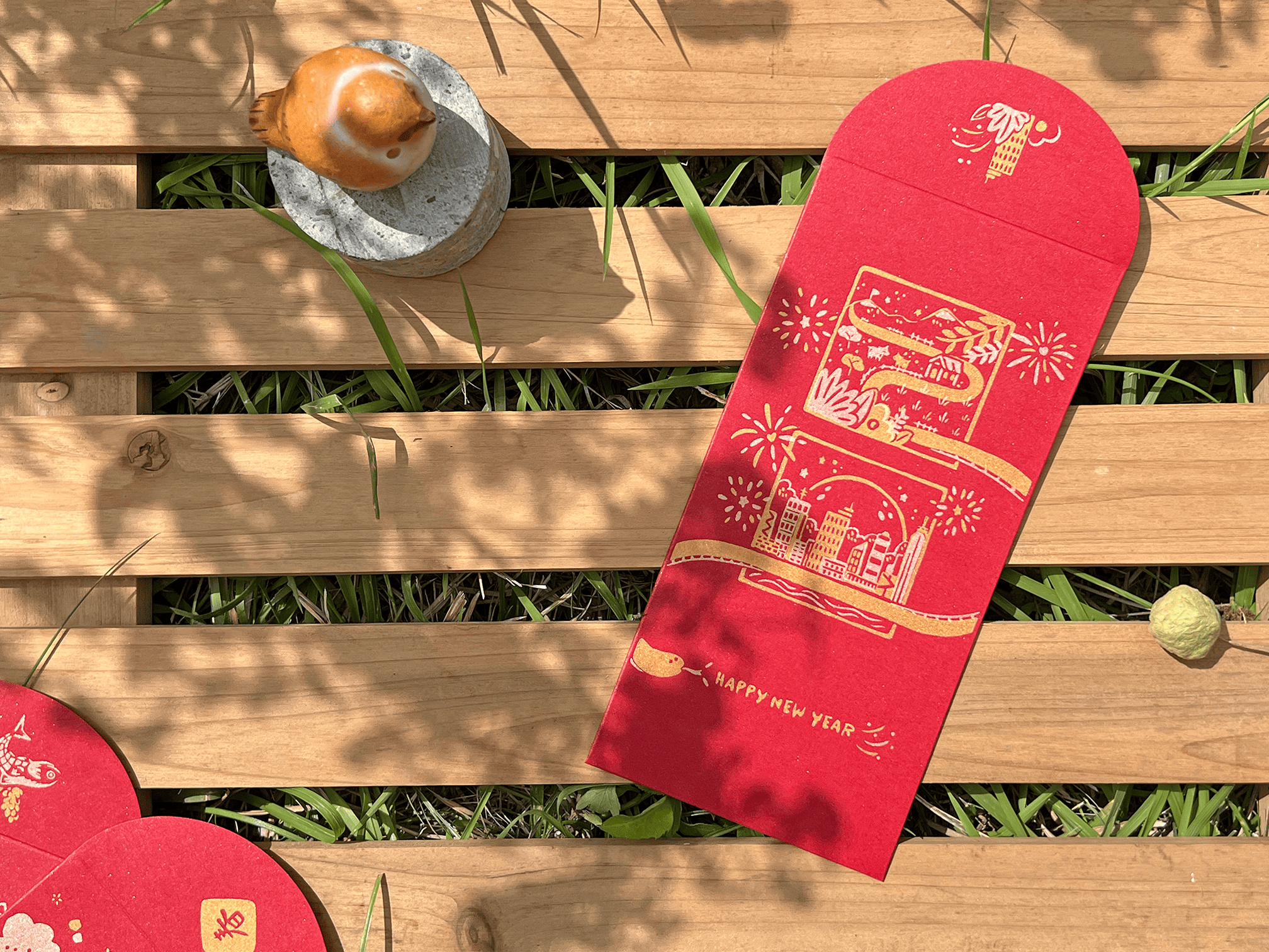 2025 Yisi‧ Year of the Snake│Handmade silk-printed red envelope bags 6 pieces double gold overprint/ Silver dot red cardboard - Chinese New Year - Paper Red