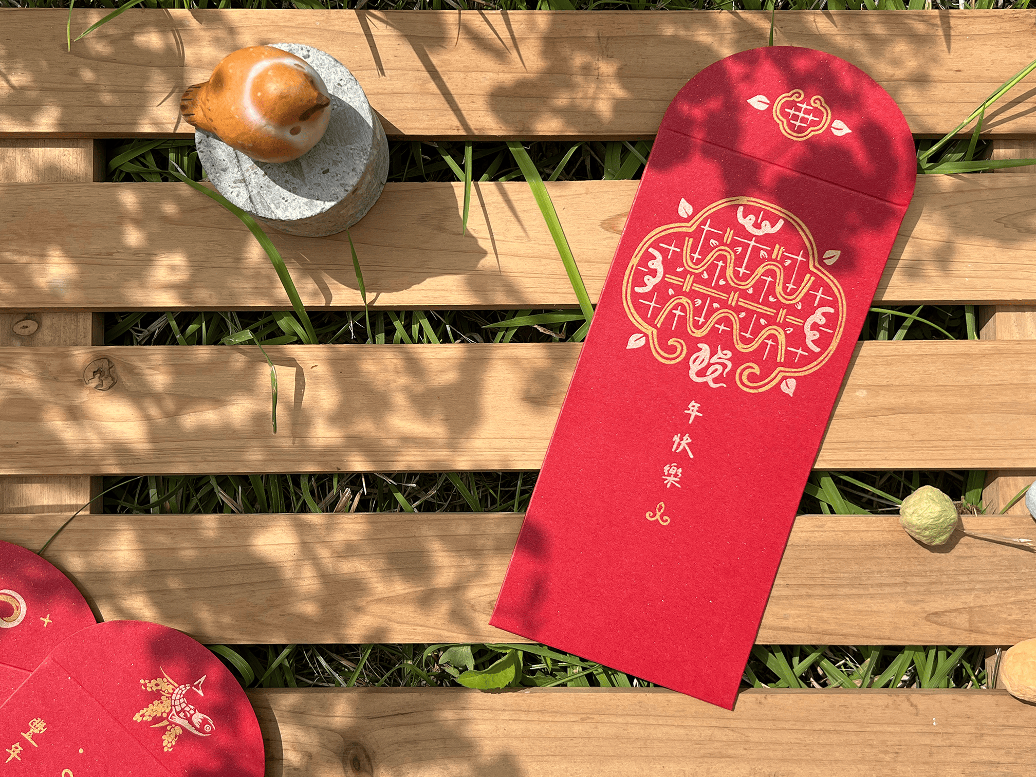 2025 Yisi‧ Year of the Snake│Handmade silk-printed red envelope bags 6 pieces double gold overprint/ Silver dot red cardboard - Chinese New Year - Paper Red