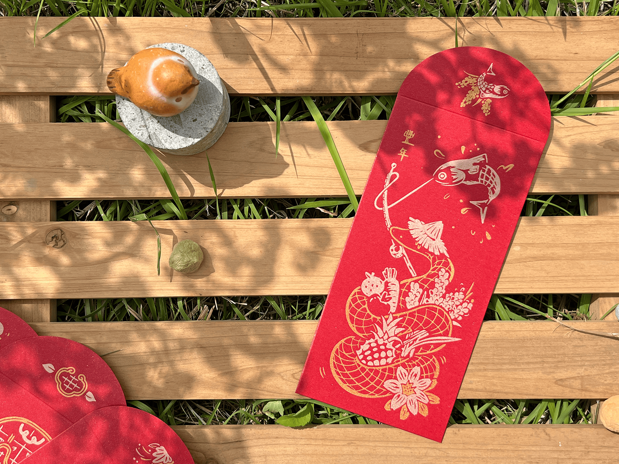 2025 Yisi‧ Year of the Snake│Handmade silk-printed red envelope bags 6 pieces double gold overprint/ Silver dot red cardboard - Chinese New Year - Paper Red