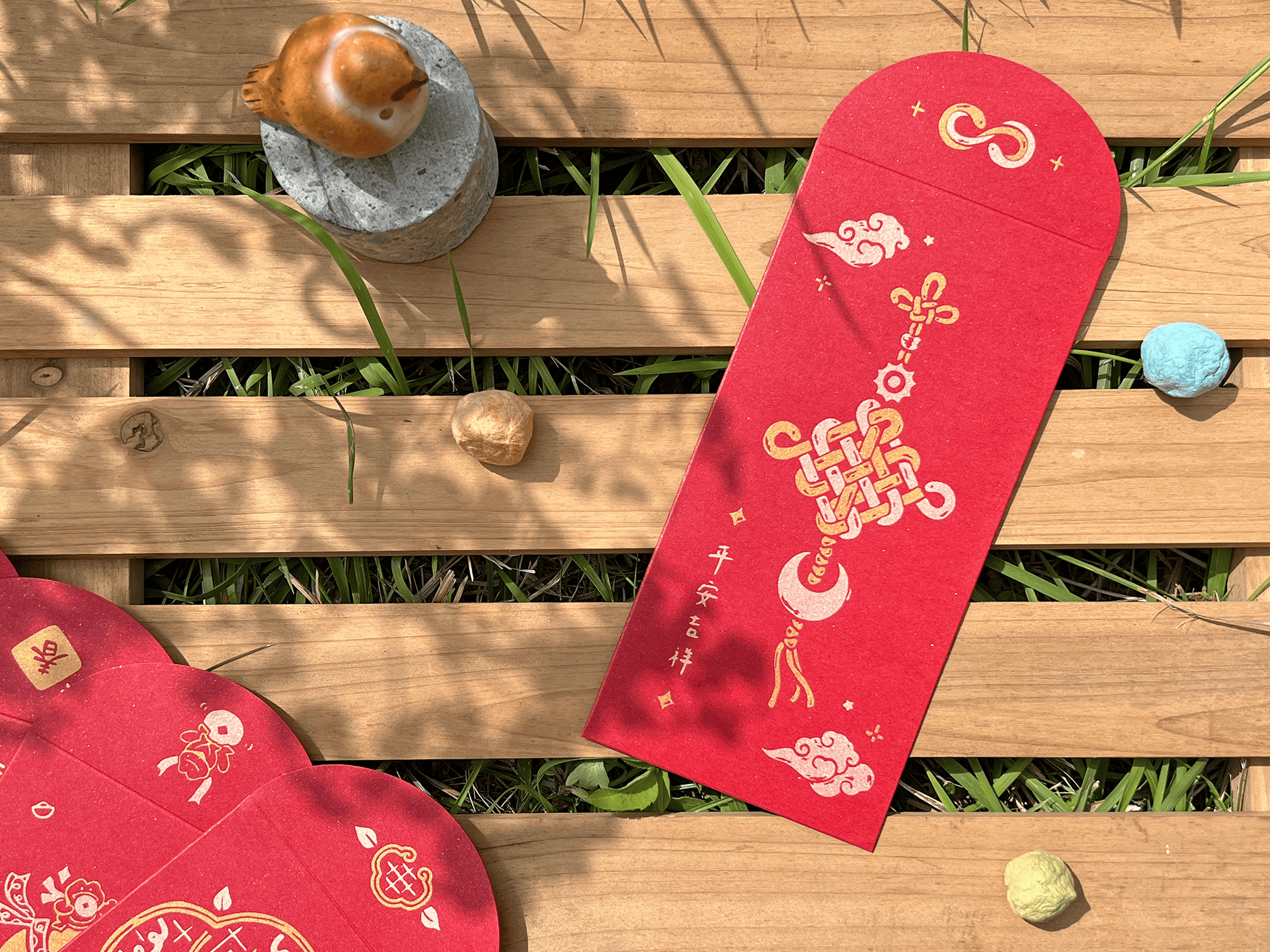 2025 Yisi‧ Year of the Snake│Handmade silk-printed red envelope bags 6 pieces double gold overprint/ Silver dot red cardboard - Chinese New Year - Paper Red