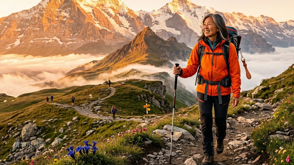 阿爾卑斯山健行壯闊全景