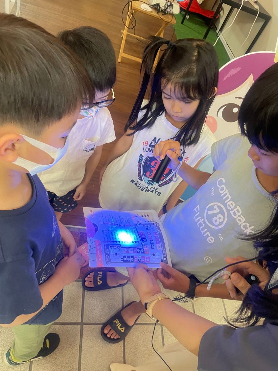 混齡小組用手電筒一起找線索